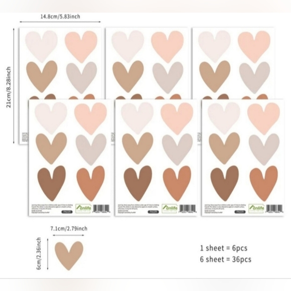 Boho Neutral Nursery Room Vinyl Hearts - Picture 4 of 4